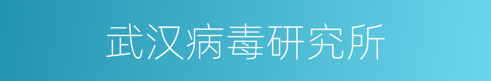 武汉病毒研究所的同义词
