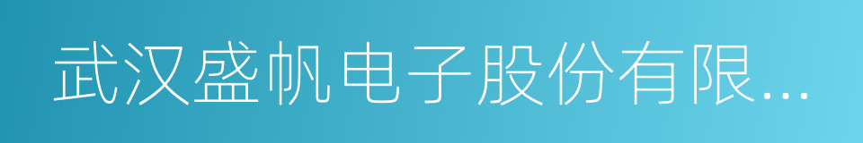 武汉盛帆电子股份有限公司的同义词