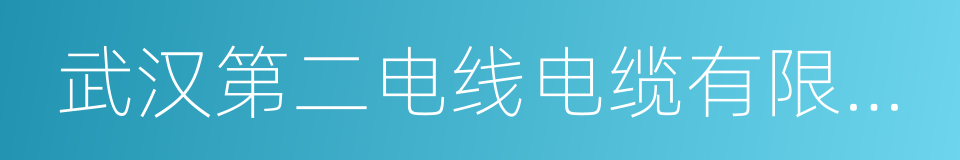 武汉第二电线电缆有限公司的同义词