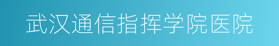 武汉通信指挥学院医院的同义词