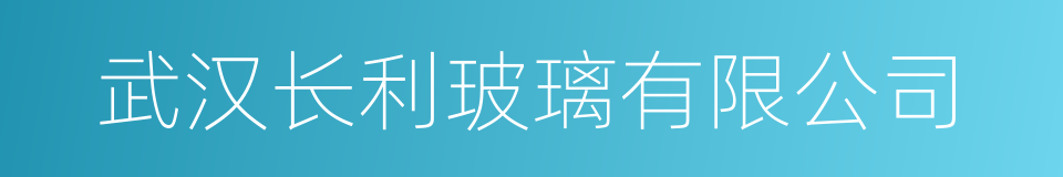 武汉长利玻璃有限公司的同义词