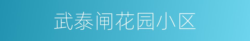 武泰闸花园小区的同义词