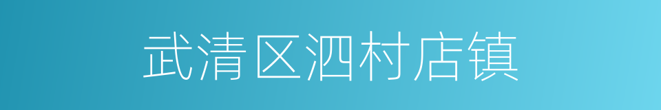 武清区泗村店镇的同义词