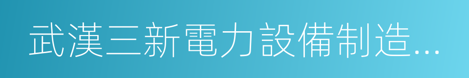 武漢三新電力設備制造有限公司的同義詞