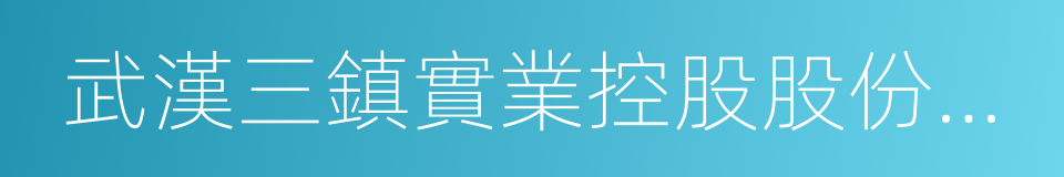 武漢三鎮實業控股股份有限公司的意思