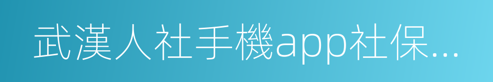 武漢人社手機app社保年審操作手冊的同義詞