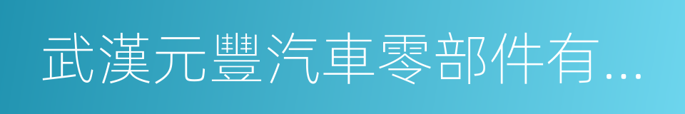 武漢元豐汽車零部件有限公司的同義詞