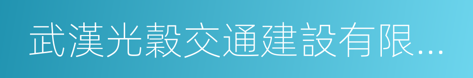 武漢光穀交通建設有限公司的同義詞