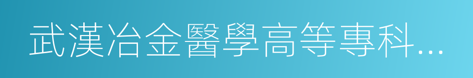 武漢冶金醫學高等專科學校的同義詞