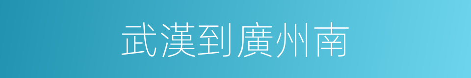 武漢到廣州南的同義詞