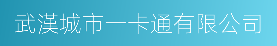 武漢城市一卡通有限公司的同義詞