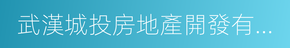 武漢城投房地產開發有限公司的同義詞