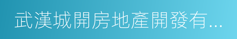 武漢城開房地產開發有限公司的同義詞