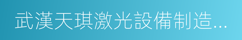 武漢天琪激光設備制造有限公司的同義詞