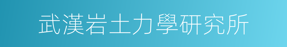 武漢岩土力學研究所的同義詞