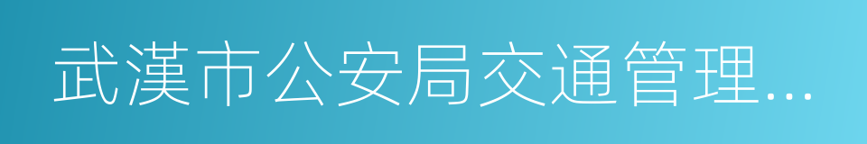 武漢市公安局交通管理局車輛管理所的同義詞