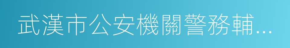 武漢市公安機關警務輔助人員管理暫行辦法的同義詞