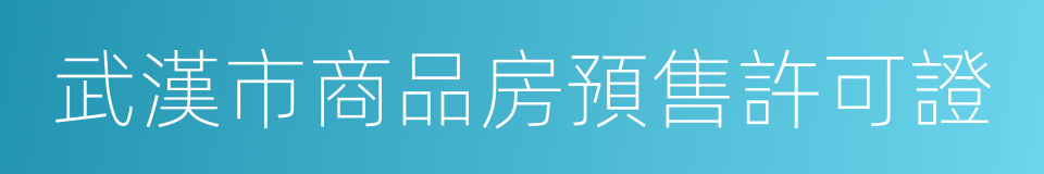 武漢市商品房預售許可證的同義詞