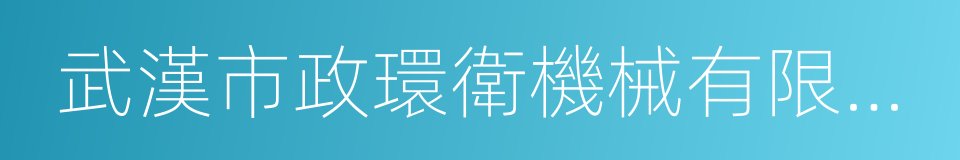 武漢市政環衛機械有限公司的同義詞