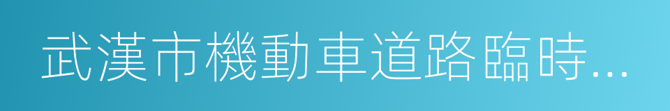 武漢市機動車道路臨時停放管理辦法的同義詞