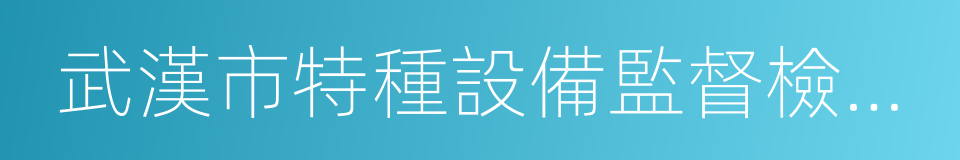 武漢市特種設備監督檢驗所的同義詞