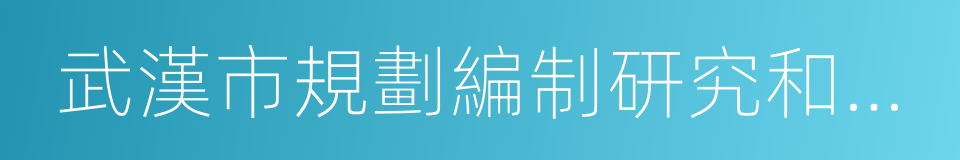 武漢市規劃編制研究和展示中心的同義詞