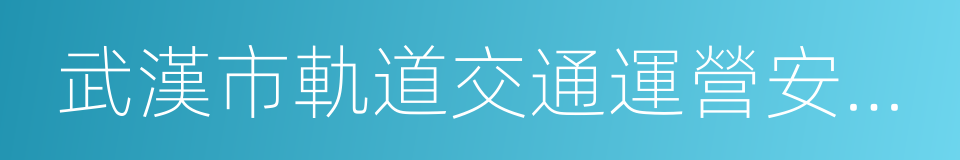 武漢市軌道交通運營安全管理辦法的同義詞