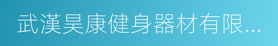 武漢昊康健身器材有限公司的同義詞