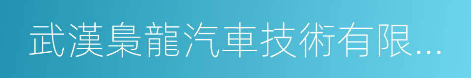 武漢梟龍汽車技術有限公司的同義詞