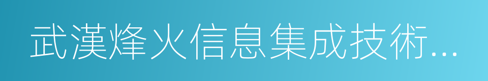 武漢烽火信息集成技術有限公司的同義詞