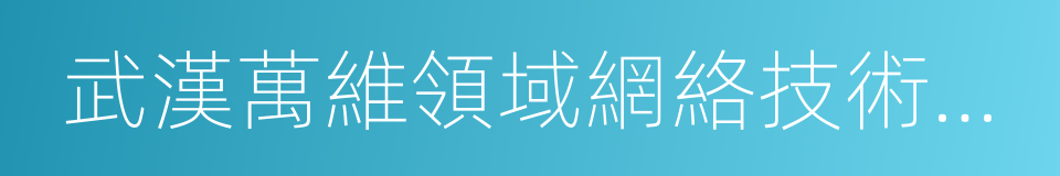 武漢萬維領域網絡技術有限公司的同義詞