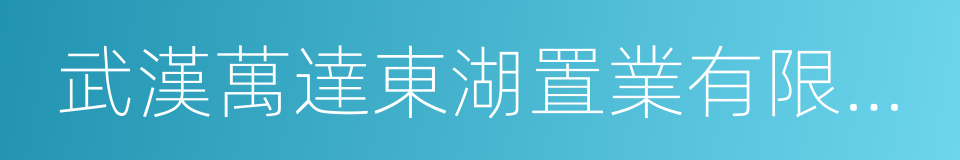 武漢萬達東湖置業有限公司的同義詞