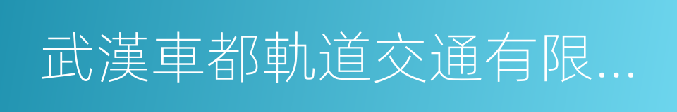 武漢車都軌道交通有限公司的同義詞