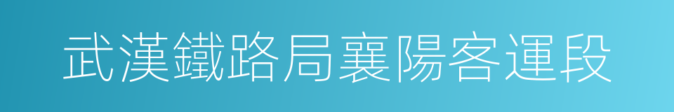 武漢鐵路局襄陽客運段的同義詞
