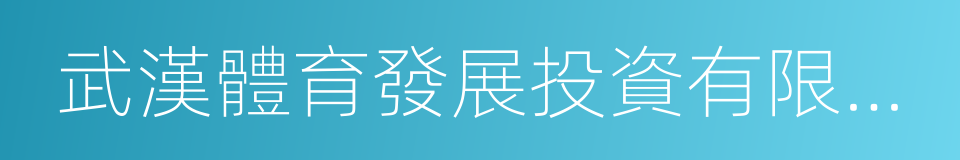 武漢體育發展投資有限公司的同義詞