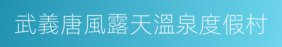 武義唐風露天溫泉度假村的同義詞