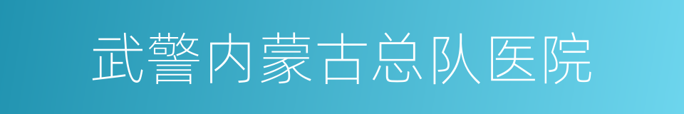 武警内蒙古总队医院的同义词