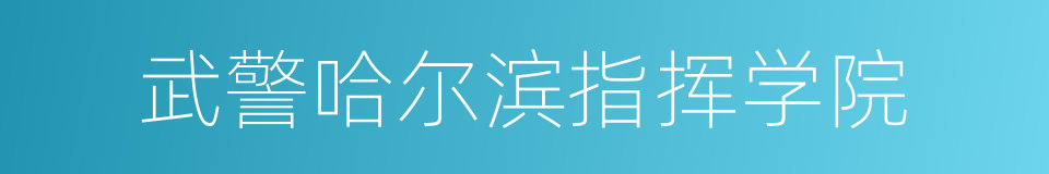 武警哈尔滨指挥学院的同义词