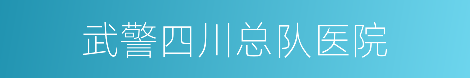 武警四川总队医院的同义词