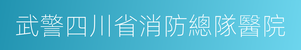 武警四川省消防總隊醫院的同義詞