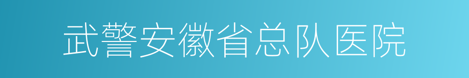 武警安徽省总队医院的同义词