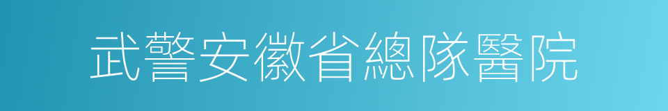 武警安徽省總隊醫院的同義詞