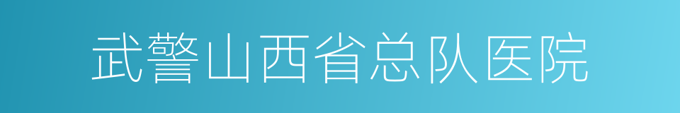 武警山西省总队医院的同义词