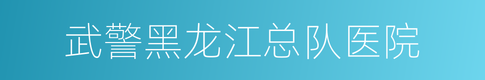 武警黑龙江总队医院的同义词