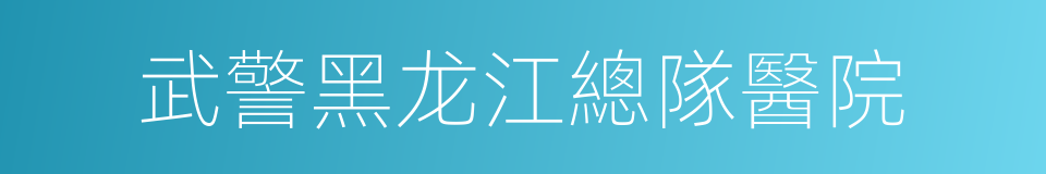 武警黑龙江總隊醫院的同義詞