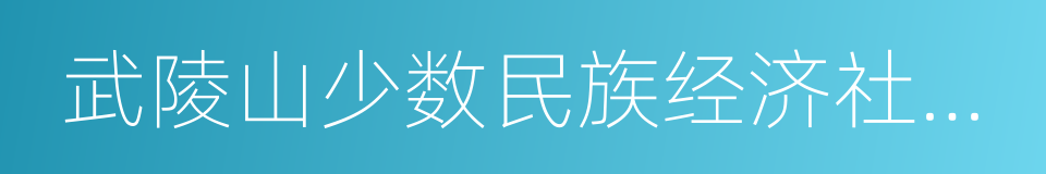 武陵山少数民族经济社会发展试验区的同义词