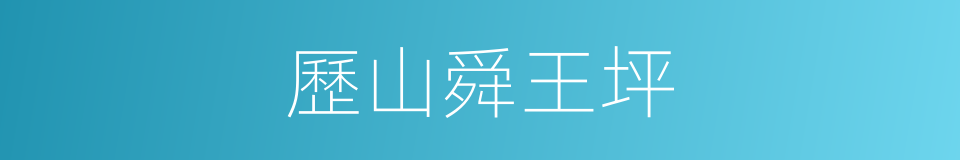 歷山舜王坪的同義詞