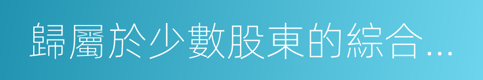 歸屬於少數股東的綜合收益總額的同義詞