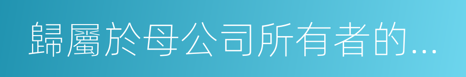 歸屬於母公司所有者的綜合收益總額的同義詞