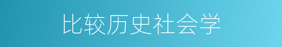 比较历史社会学的同义词